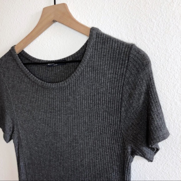 Brandy Melville Gray Ribbed T-Shirt Mini Dress - Picture 4 of 10